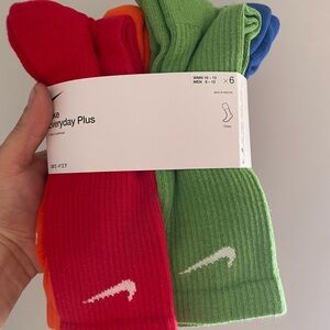 Nike Athletic Socks Red and Green Crew Length